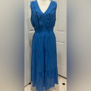 ❄️NWT Kings Road Rayon/Polyester Maxi Lined Raffled Fitted Dress, Size XL